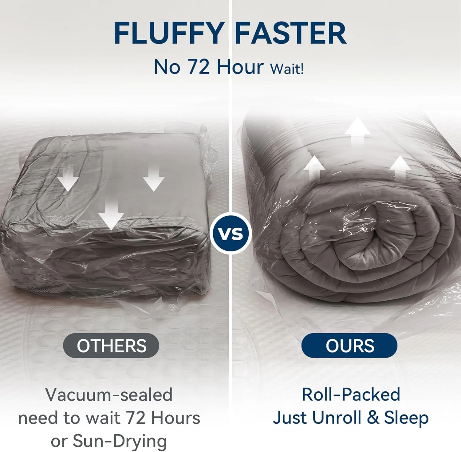 BDEUS Dual Layer 5 Inch Memory Foam Mattress Topper Queen Size, 2 Inch Gel Memory Foam Plus 3 Inch 1450 GSM Down Alternative Quilted Pillow Top Mattress Pad Cover,Dark Gray