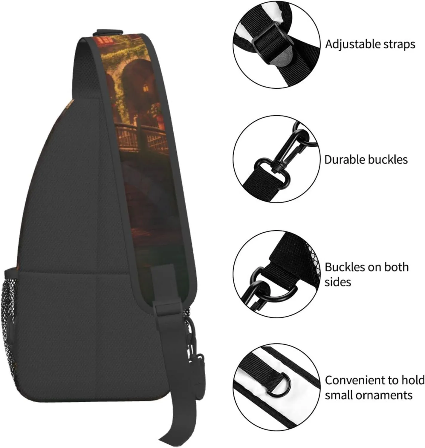 Beautiful Cottage Outdoor Cross-body Shoulder Bag, Unisex Backpack For Women Men Young Hiking Travel