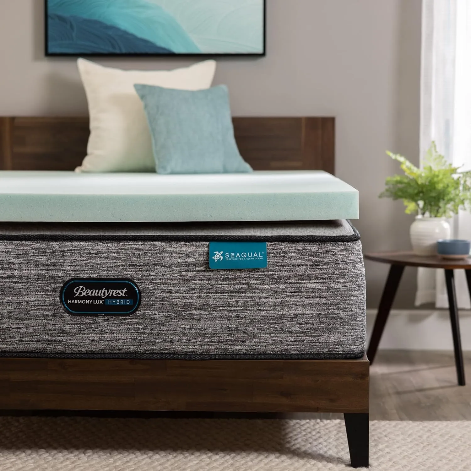 Beautyrest Thermagel Deluxe Cooling Pressure-Relieving Memory Foam Mattress Topper, Full, 3-Inch, Blue