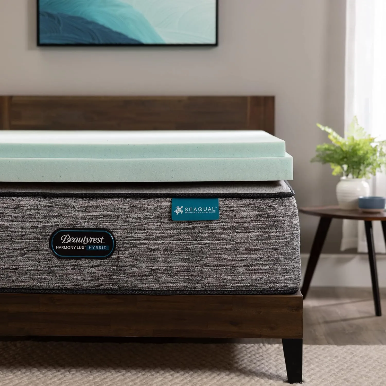 Beautyrest Thermagel Deluxe Cooling Pressure-Relieving Memory Foam Mattress Topper, Full, 3-Inch, Blue