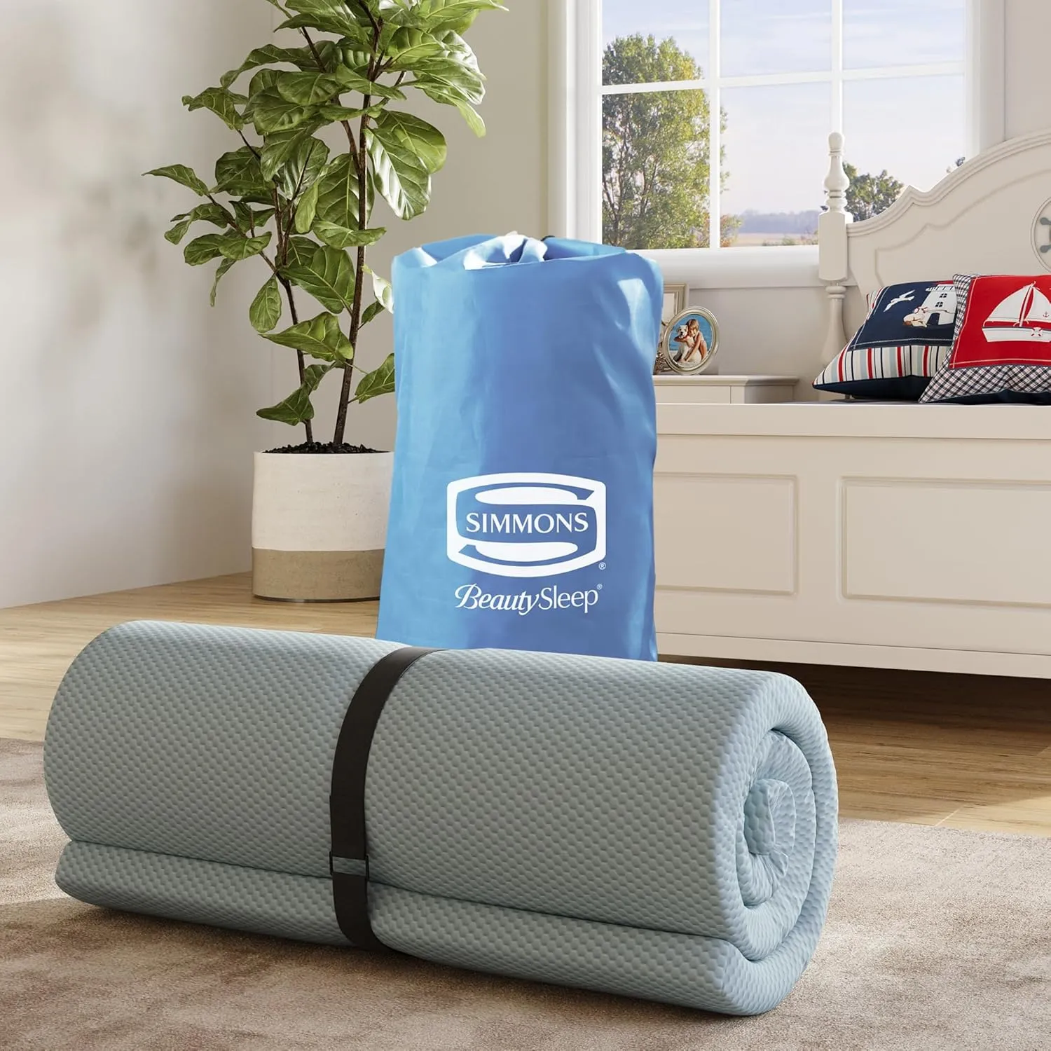 Beautysleep Siesta Memory Foam Lounger, Portable Rollaway Sleeping Mattress with Washable Cover and Travel Bag, Ideal for Camping, Guest Bed, Comfort Foam Sleep Floor Bed, Twin