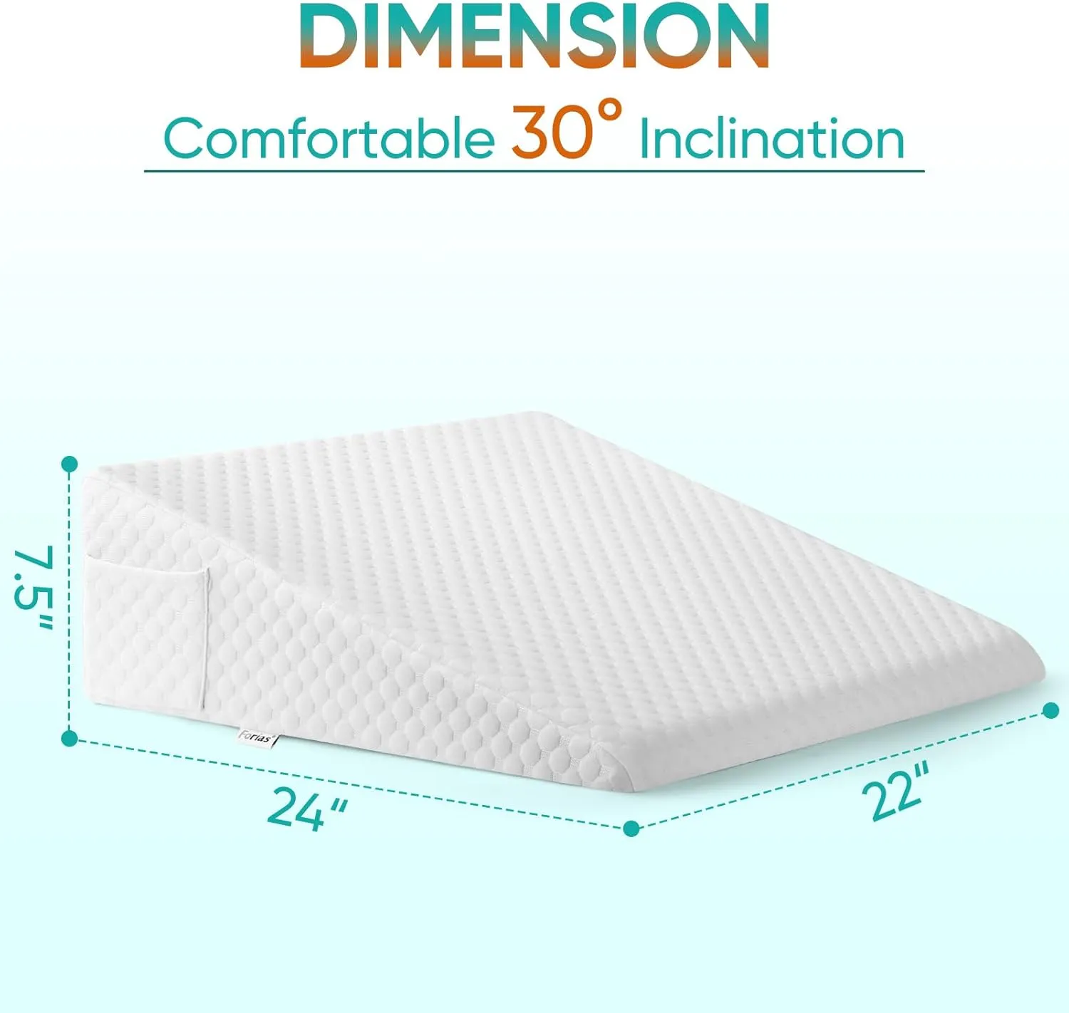 Bed Wedge Pillow for After Surgery Premium 7.5" Wedge Pillow for Sleeping with Memory Foam Top, Triangle Pillow Wedge for Acid Reflux Snoring Post Surgery Leg Elevation Back & Knee Pain Relief -White