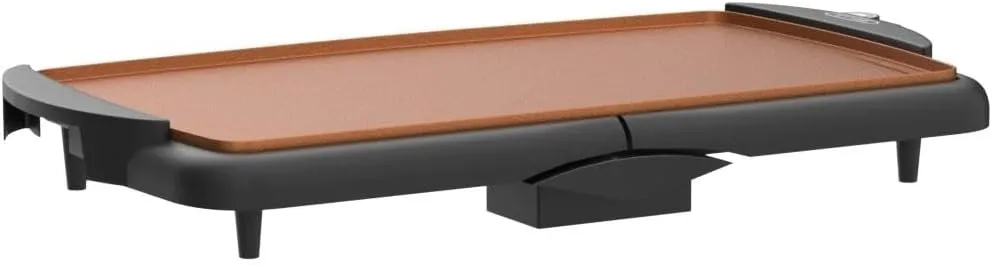BELLA Electric Ceramic Titanium Griddle, Make 10 Eggs At Once, Healthy-Eco Non-stick Coating, Hassle-Free Clean Up, Large Submersible Cooking Surface, 10.5" x 20", Copper/Black