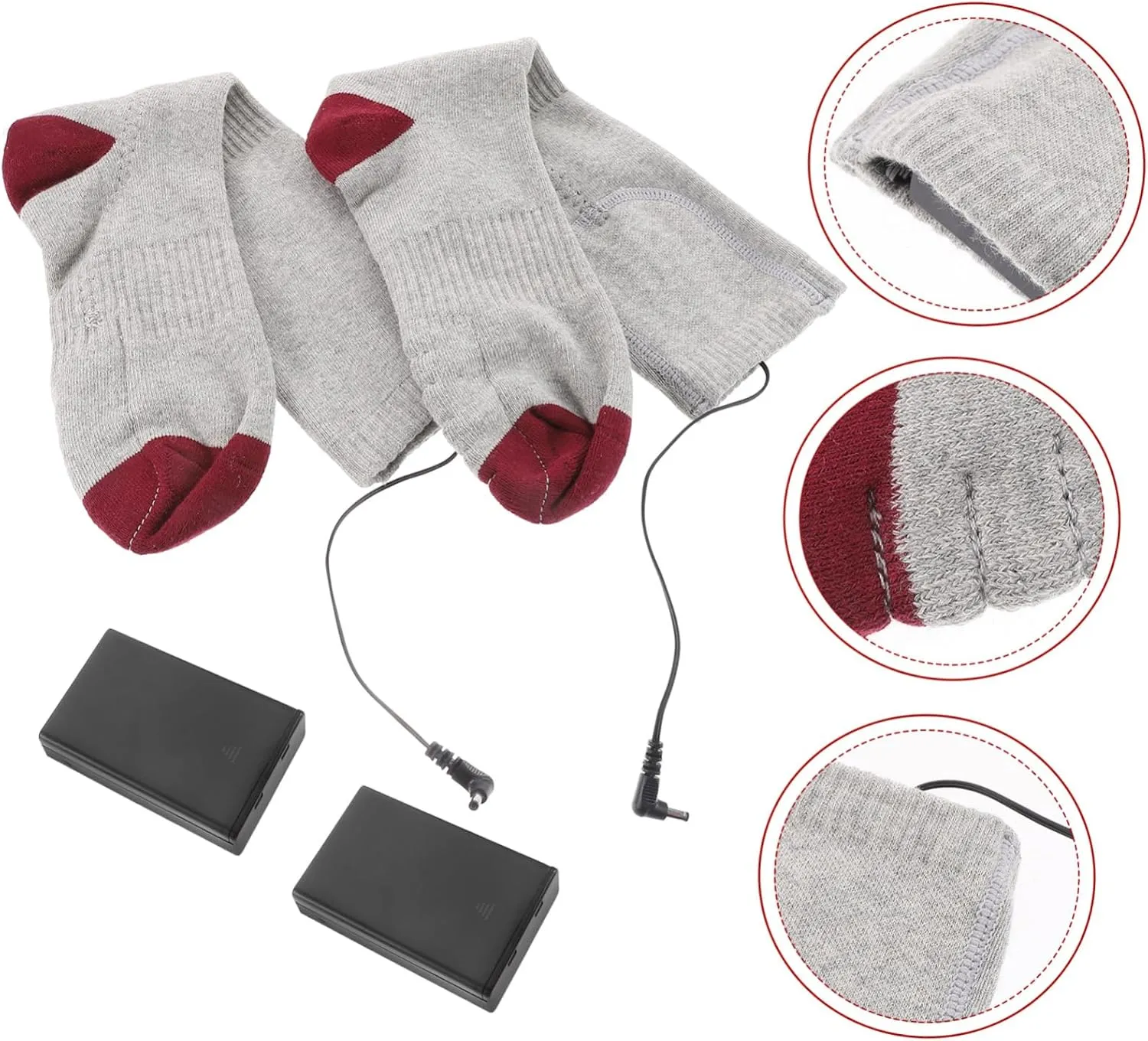 BESPORTBLE 2pcs Heated Socks Motorcycle Battery Rechargable d Batteries Rechargeable Battery Winter Warm Cotton