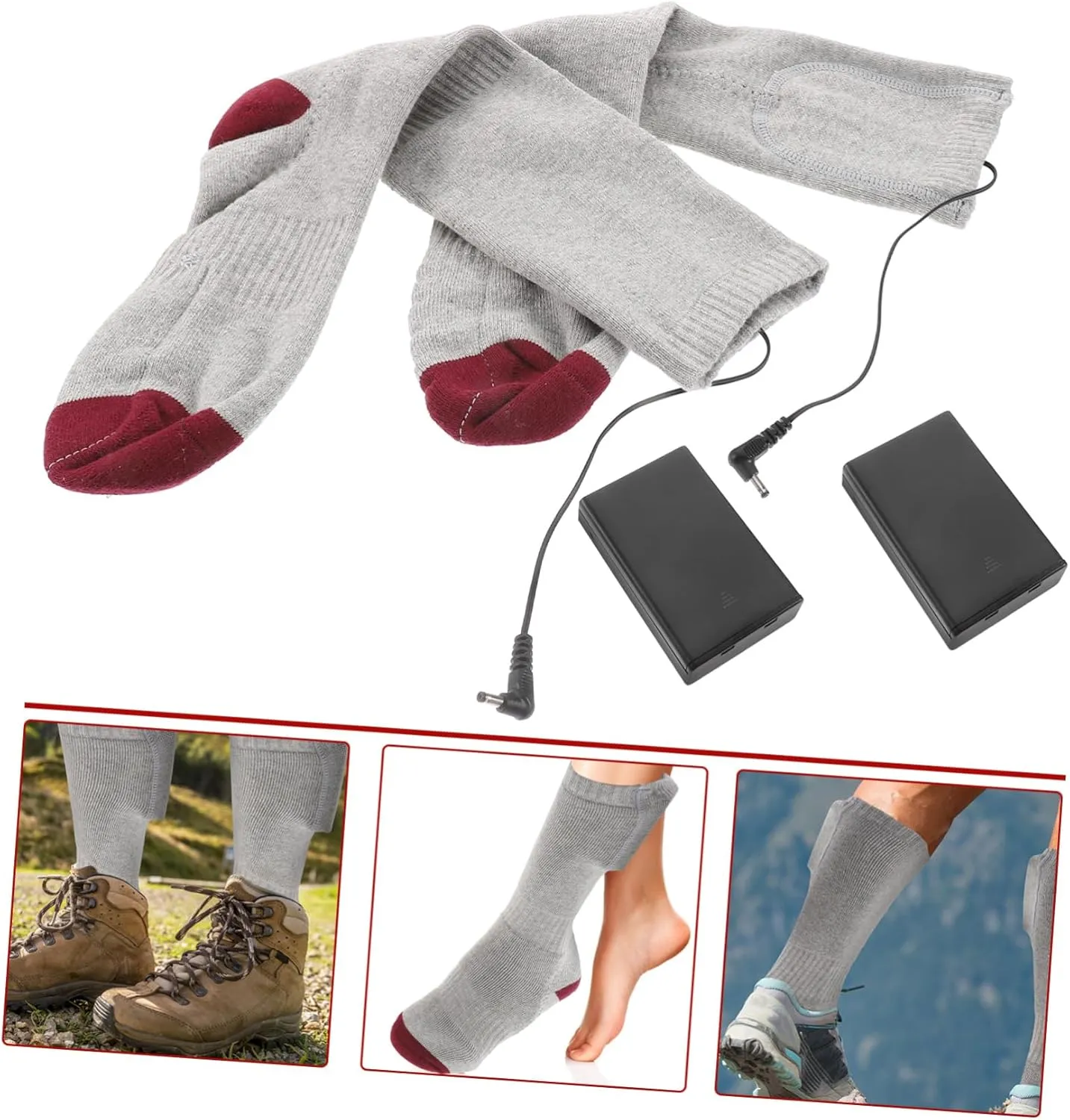BESPORTBLE 2pcs Heated Socks Motorcycle Battery Rechargable d Batteries Rechargeable Battery Winter Warm Cotton