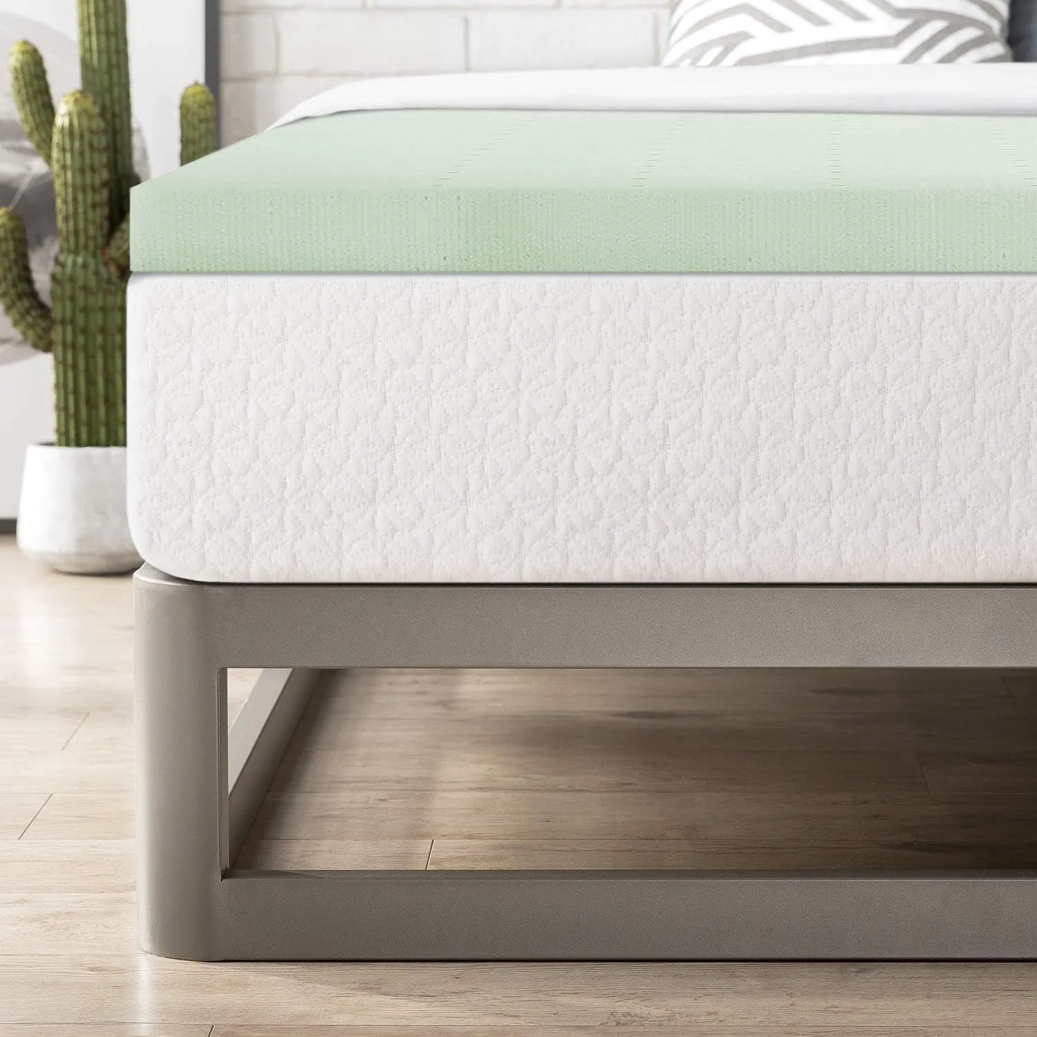 Best Price Mattress 2 Inch Ventilated Memory Foam Mattress Topper, Calming Green Tea Infusion, CertiPUR-US Certified, Twin