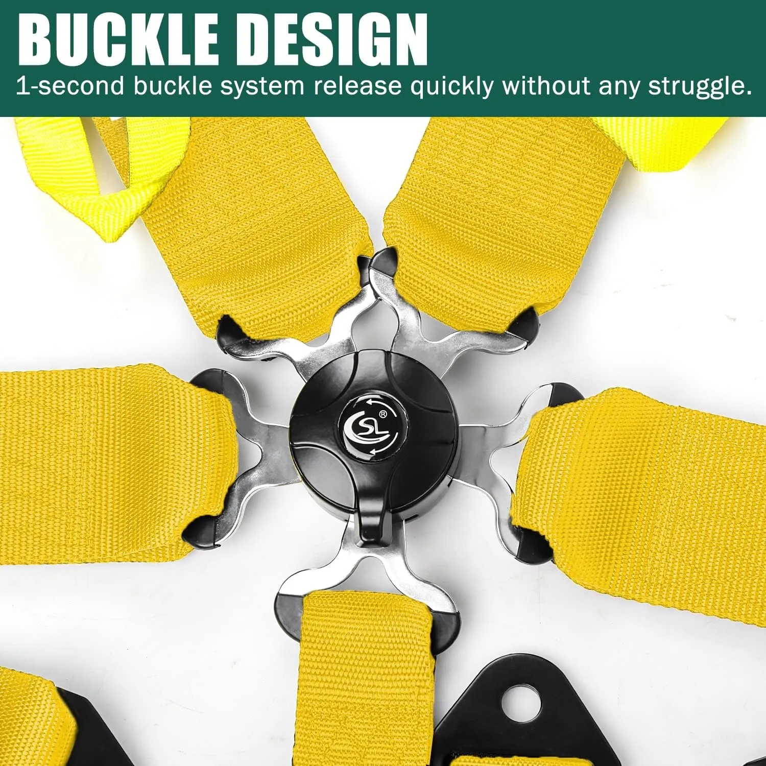 BESTZHEYU 5-Point Racing Safety Harness Set SFI with Ultra Comfort Heavy Duty Shoulder Pads