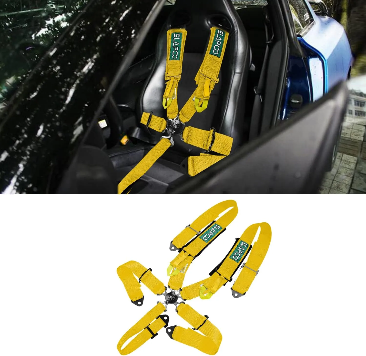 BESTZHEYU 5-Point Racing Safety Harness Set SFI with Ultra Comfort Heavy Duty Shoulder Pads