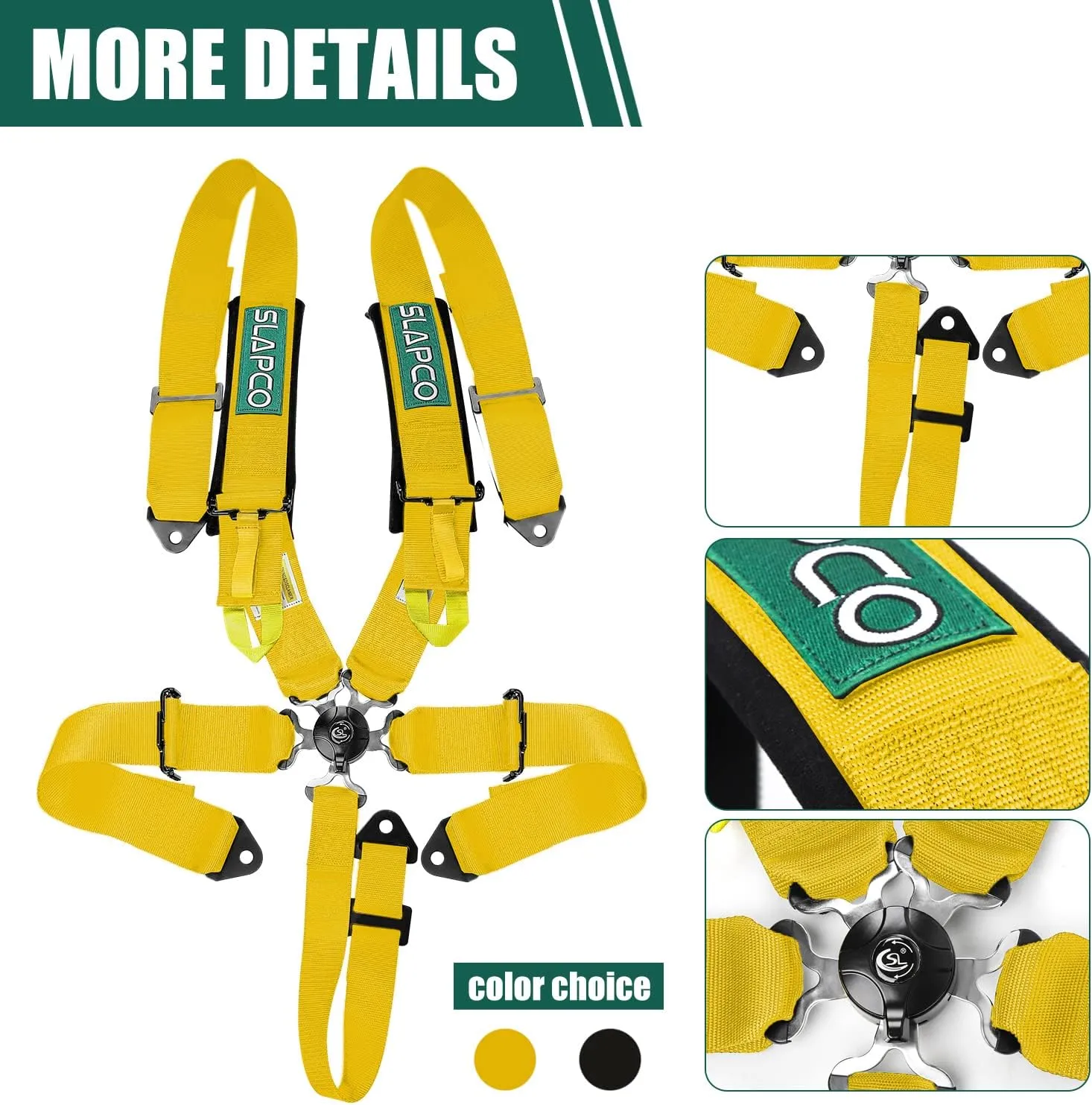 BESTZHEYU 5-Point Racing Safety Harness Set SFI with Ultra Comfort Heavy Duty Shoulder Pads