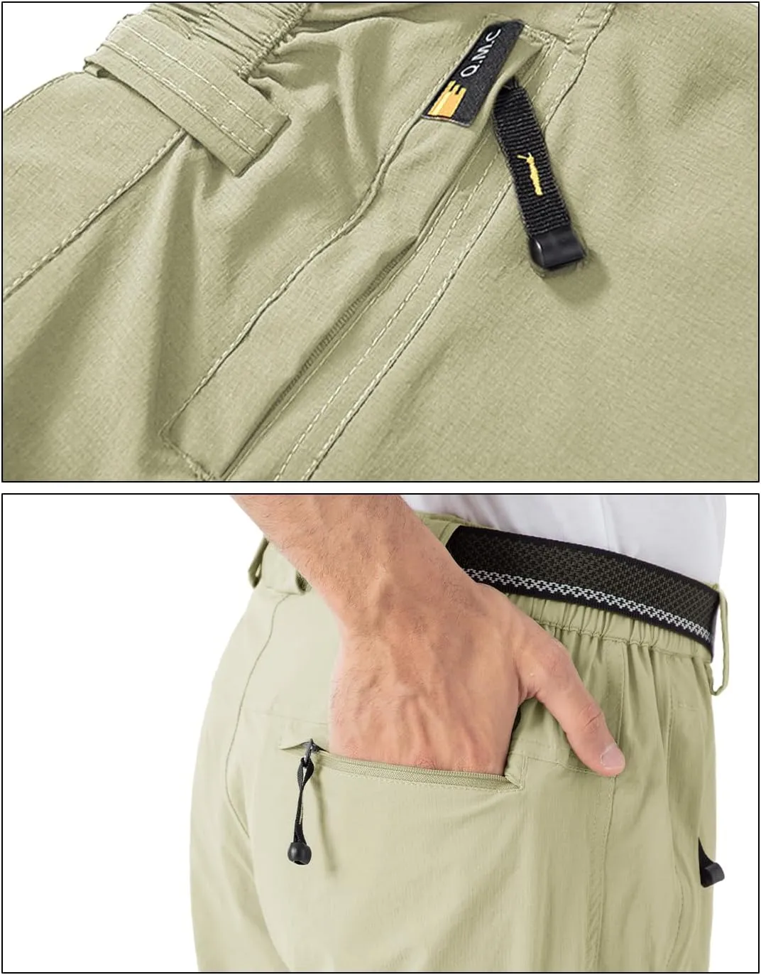 BGOWATU Men's Hiking Pants Quick Dry Lightweight Water Resistant Outdoor Sports Pants with Zipper Cargo Pockets