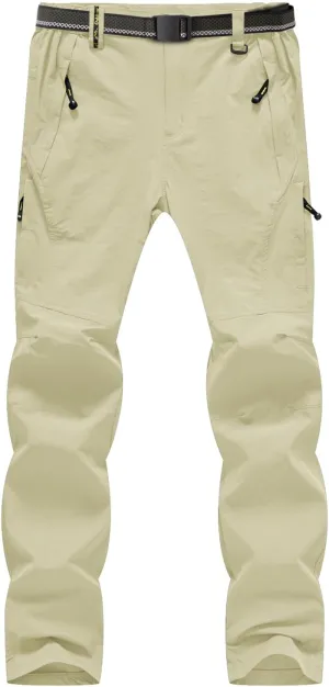 BGOWATU Men's Hiking Pants Quick Dry Lightweight Water Resistant Outdoor Sports Pants with Zipper Cargo Pockets