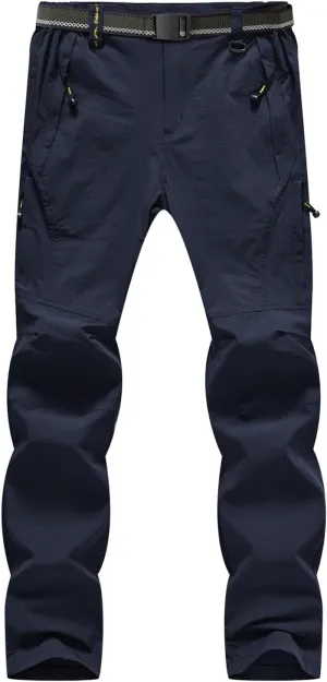 BGOWATU Men's Hiking Pants Quick Dry Lightweight Water Resistant Outdoor Sports Pants with Zipper Cargo Pockets