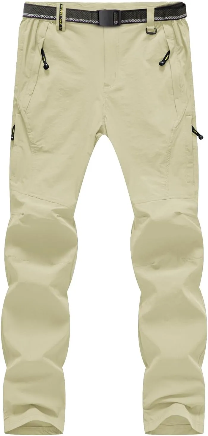 BGOWATU Men's Hiking Pants Quick Dry Lightweight Water Resistant Outdoor Sports Pants with Zipper Cargo Pockets