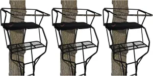 Big Game Guardian DXT High Quality Lightweight Portable 2 Person Hunting Outside Tree Ladder Stand, 18 Foot Tall Climbing System (3 Pack)