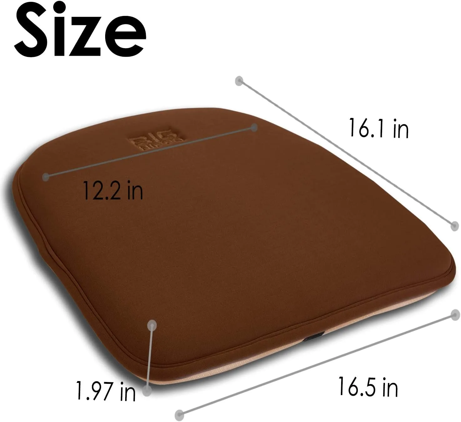 Big Hippo Chair Pads, Memory Foam Chair Seat Cushion Non Slip Rubber Back Thicken Chair Padding with Elastic Bands for Home Office Outdoor Seats (Brown-1pc)