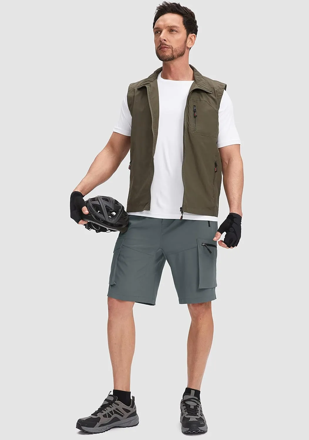 Bikewa Men's Mountain Bike Shorts 3D Padded Loose-fit Biking Riding Cycling Bicycle Biker Shorts Zipper Pockets
