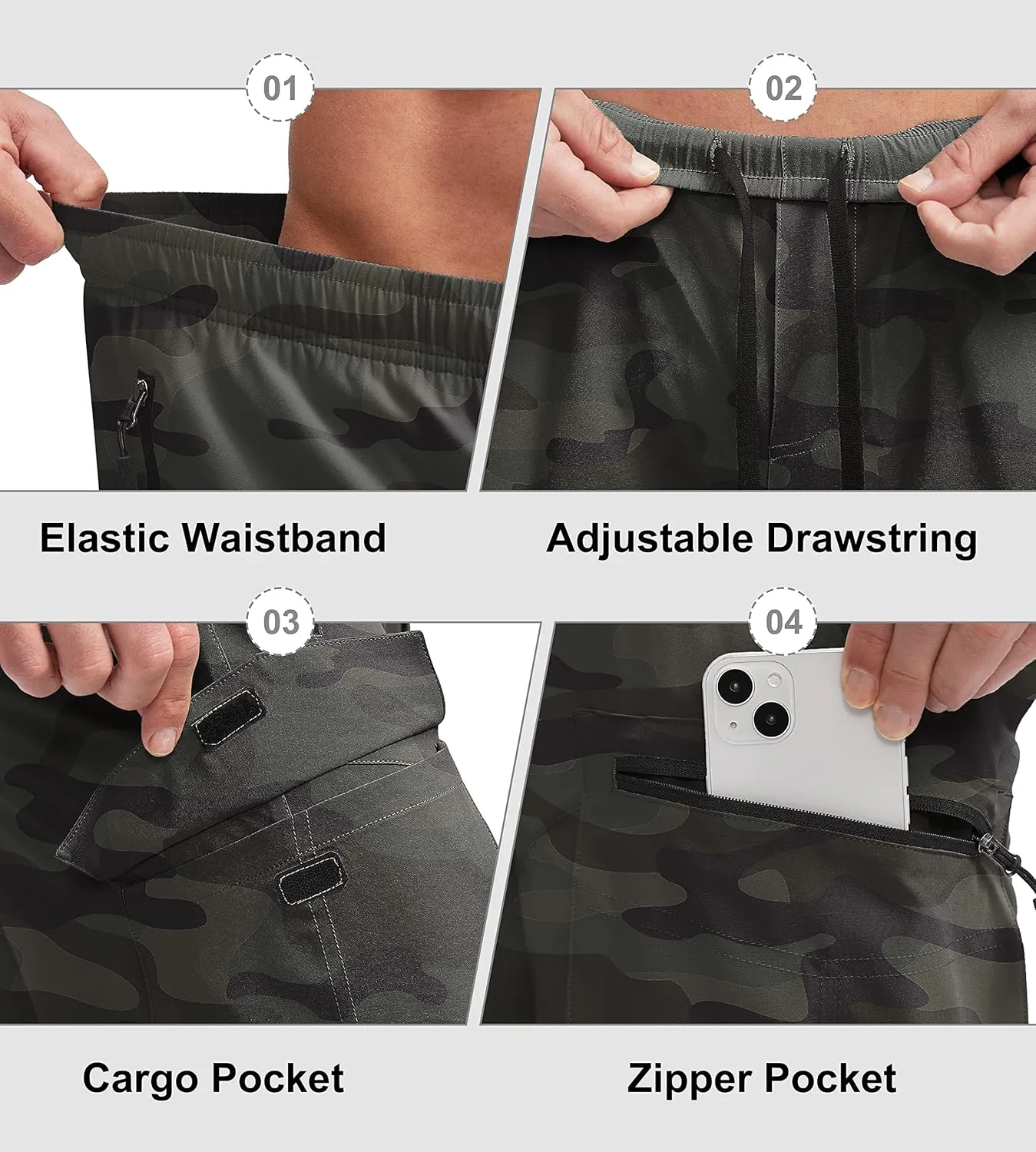 Bikewa Men's Mountain Bike Shorts 3D Padded Loose-fit Biking Riding Cycling Bicycle Biker Shorts Zipper Pockets