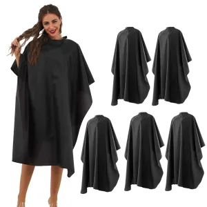 Black Barber Cape, Professional Nylon Waterproof Hair Cutting Kit with Snap Closure Salon Cape, 59" x 47" Hairdressing Capes (5 Pack)
