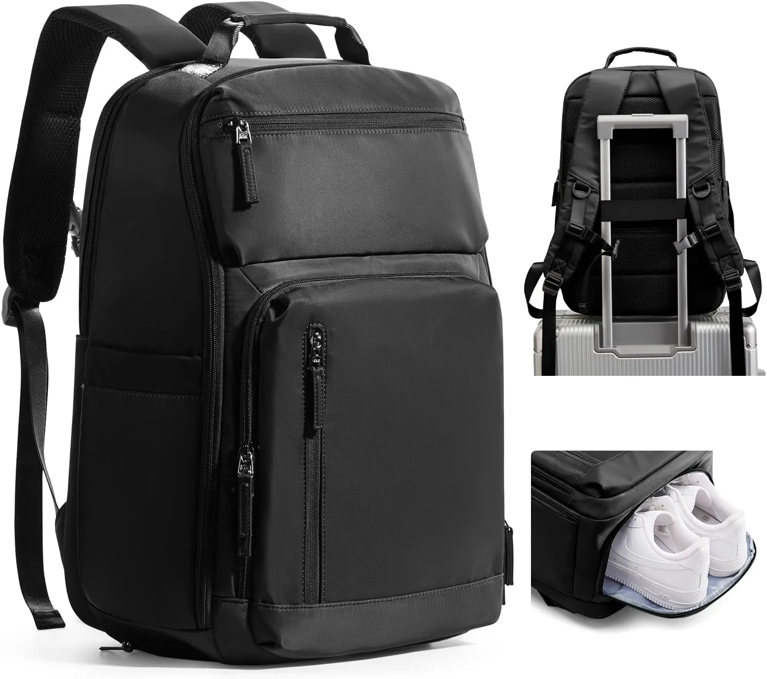 Black Travel Backpack For Women Men Laptop Backpack For Traveling On Airplane Travel Backpack Carry On Flight Approved Carry On Backpack Spirit Airlines Personal Item Bag 18x14x8