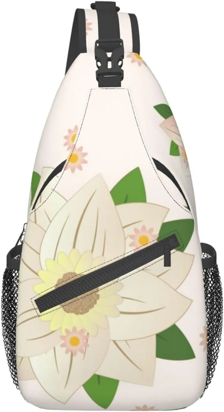 Blooming Hexagonal White Unisex Adjustable Backpack Slanting Chest Bag For Outdoor Travel Riding Climbing Camping
