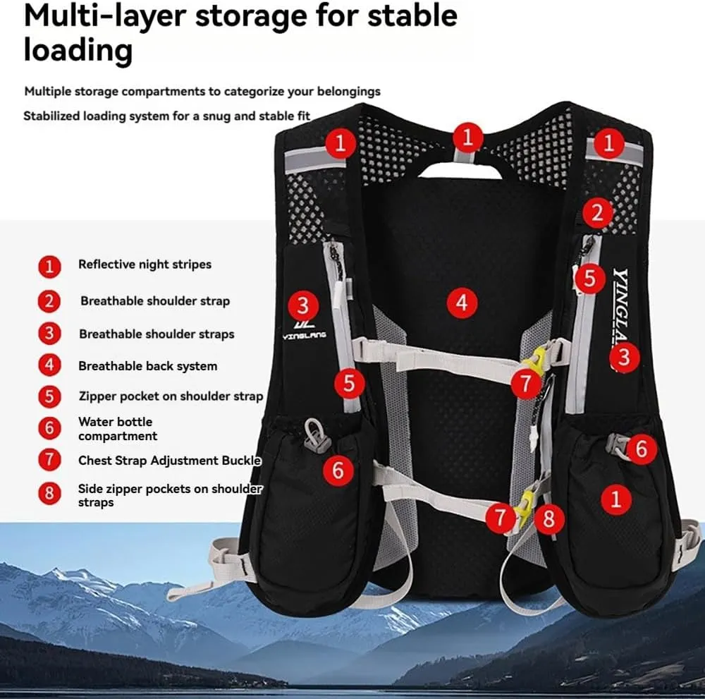 BlueField 12L Hydration Backpack Vest, Multi-Pocket Design, Breathable and Lightweight, Pack for Outdoor Sports - Running, Cycling, Climbing and Hiking