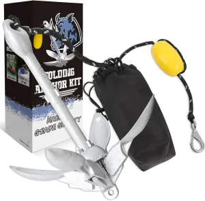 Boat Kayak Anchor Kit 40ft Rope & Storage Bag - Accessories for Kayaks, Canoes, SUP Boards, Small Boats, Jet Skis & PWCs
