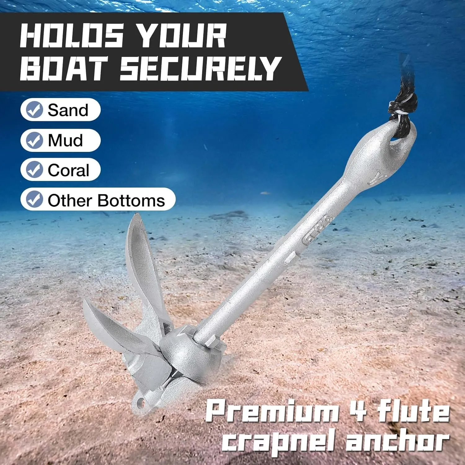 Boat Kayak Anchor Kit 40ft Rope & Storage Bag - Accessories for Kayaks, Canoes, SUP Boards, Small Boats, Jet Skis & PWCs