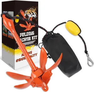 Boat Kayak Anchor Kit 40ft Rope & Storage Bag - Accessories for Kayaks, Canoes, SUP Boards, Small Boats, Jet Skis & PWCs