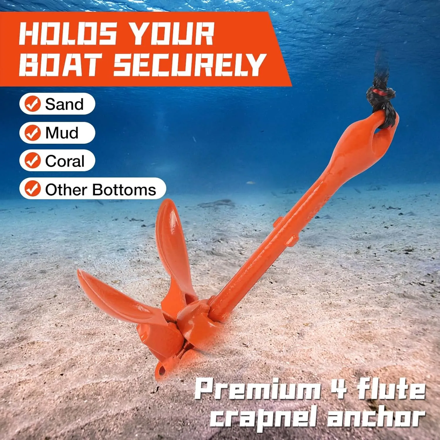 Boat Kayak Anchor Kit 40ft Rope & Storage Bag - Accessories for Kayaks, Canoes, SUP Boards, Small Boats, Jet Skis & PWCs