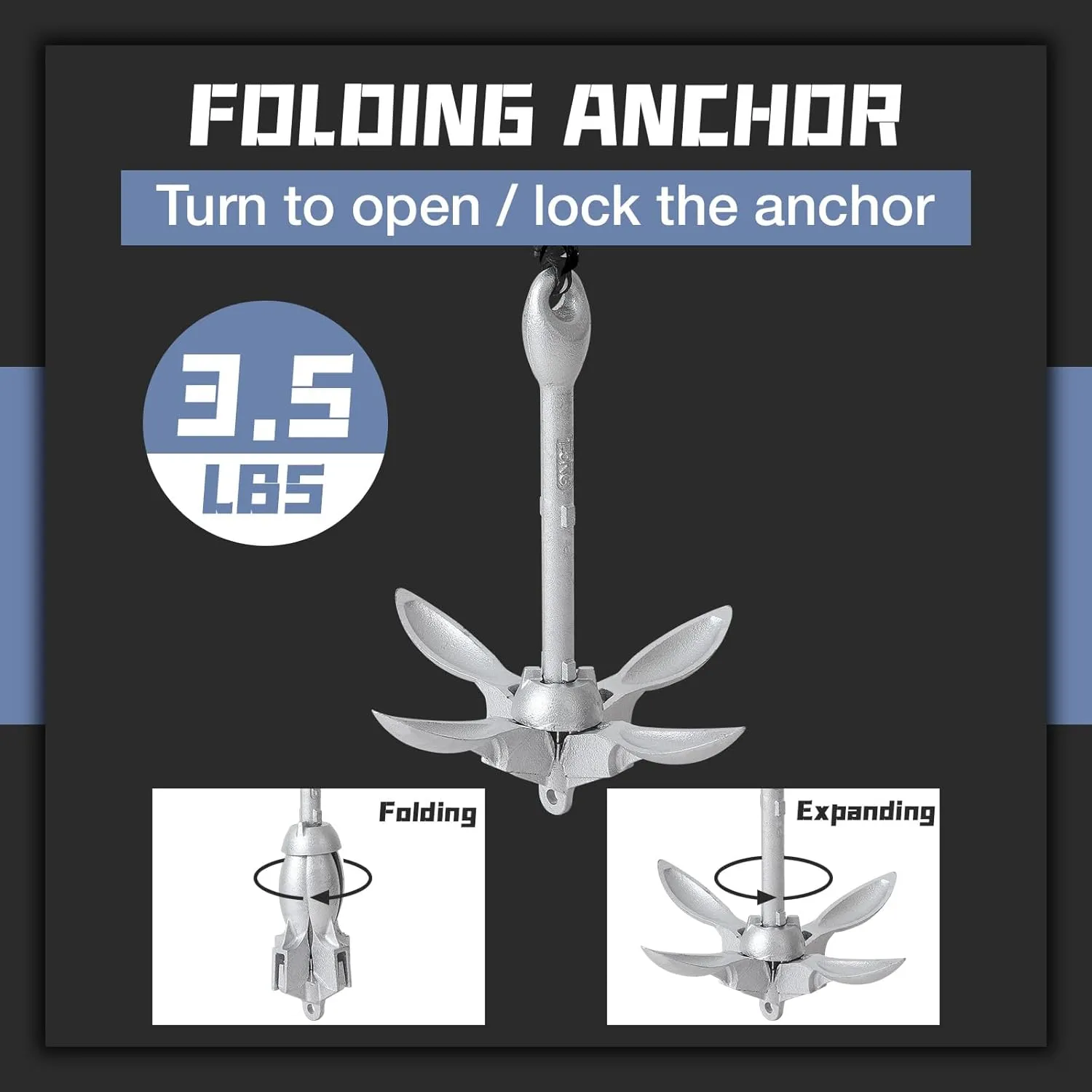 Boat Kayak Anchor Kit 40ft Rope & Storage Bag - Accessories for Kayaks, Canoes, SUP Boards, Small Boats, Jet Skis & PWCs