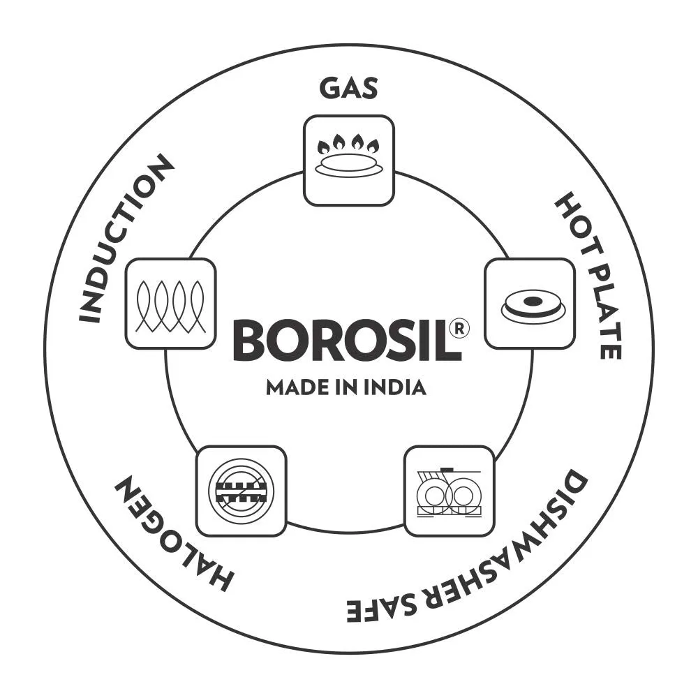 Borosil Cookfresh Triply Frying Pan (Silicone Handle   Lid)