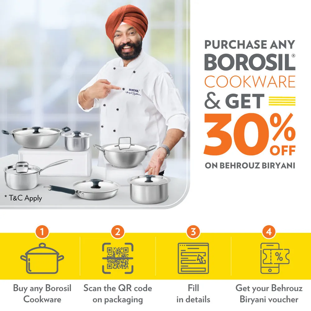 Borosil Cookfresh Triply Frying Pan (Silicone Handle   Lid)