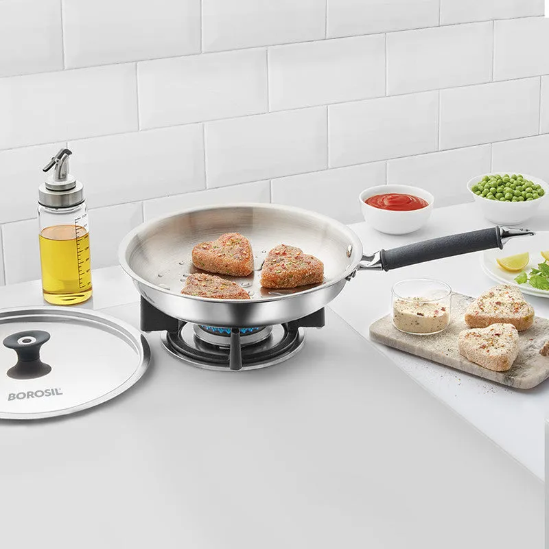Borosil Cookfresh Triply Frying Pan (Silicone Handle   Lid)
