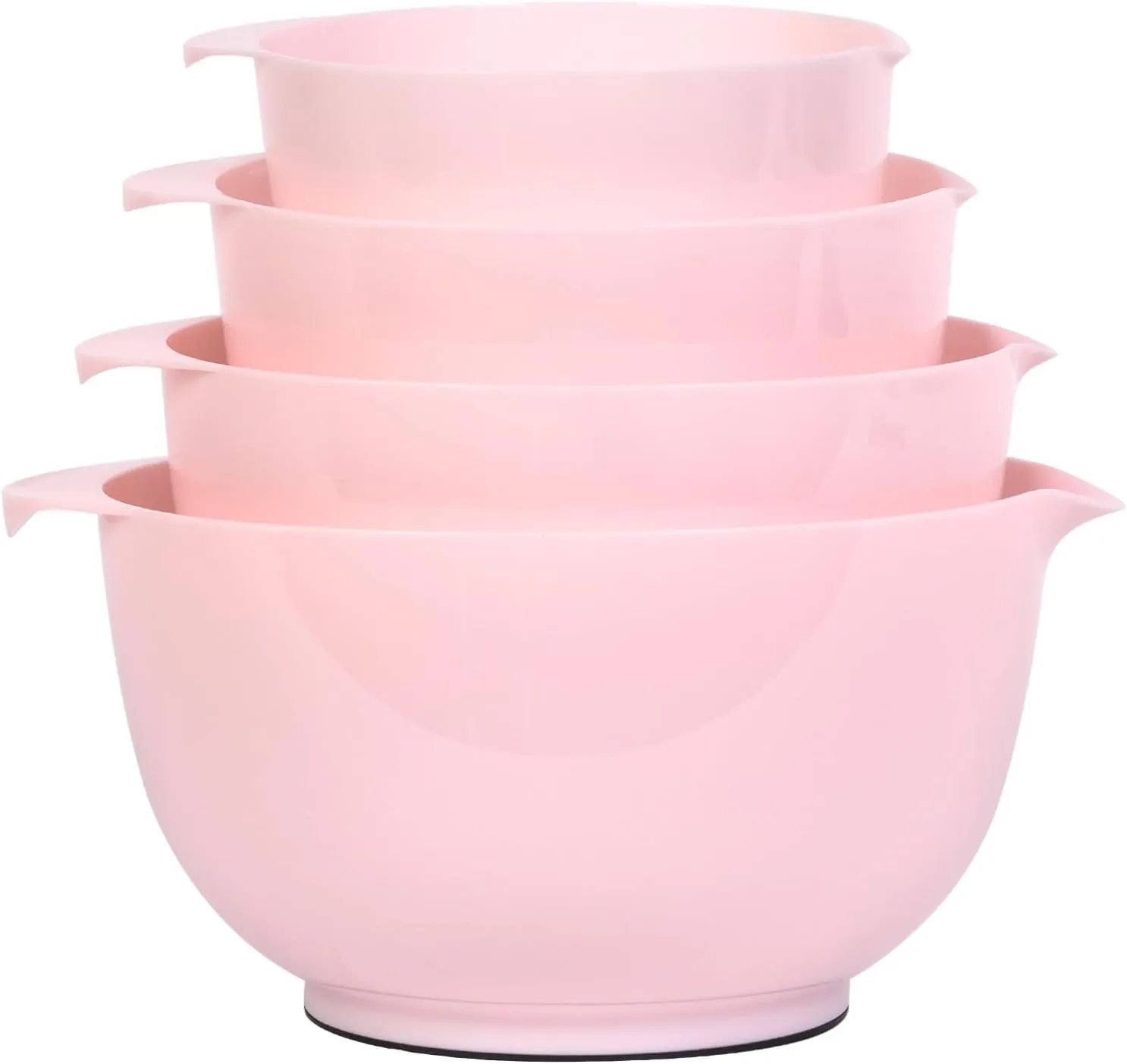 BoxedHome Nesting Plastic Mixing Bowl Set, 4 Piece Mixing Bowl Set with Pour Spouts, Size 1.7, 2.5, 3.5 and 4.5qt, for Prepping, Mixing, Baking, Cooking(2023 New Version, Pink)