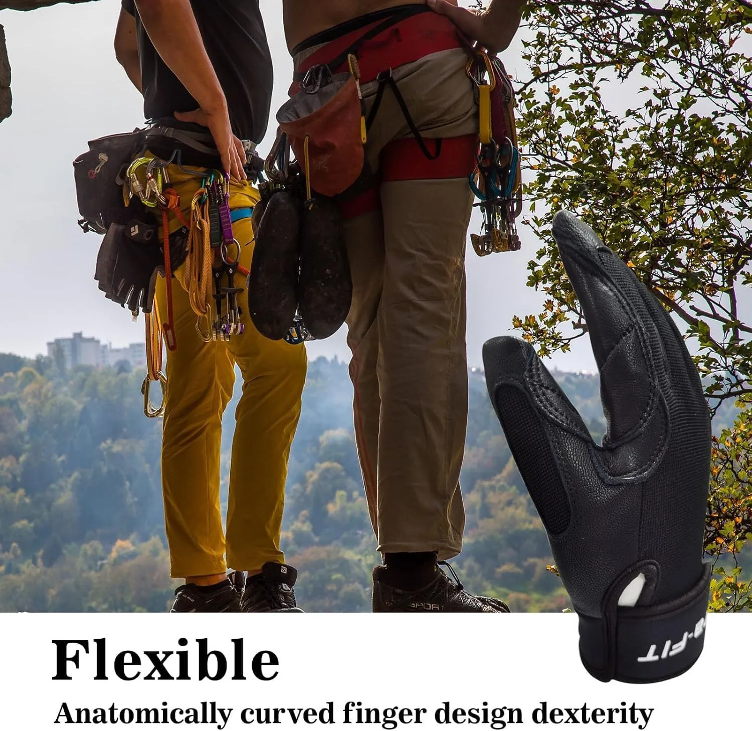 Breathable Climbing Gloves,Full-Finger Padded Hiking/Rope Gloves for Rappelling Rock Climbing Sailing Adventure