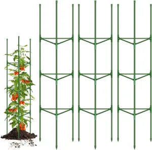 Breeze Touch 3 Pack Tomato Support Cages, Up to 56 Inch Adjustable Tomato Trellis for Garden & Pots, Small Plant Cages, Plant Support for Climbing Vegetables, Flowers, Beans, Cucumber Peony