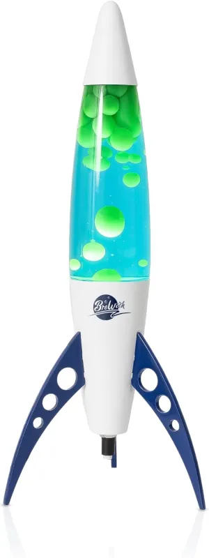 Brewish Liquid Motion Lamp | Magma Lamp with Blue Liquid Green Wax | Space-Inspired Rocket Lamps for Kids, Adults | Night Light | Cool Stuff for Home, Office, Room Decor | Unique Table Lamp to Gift