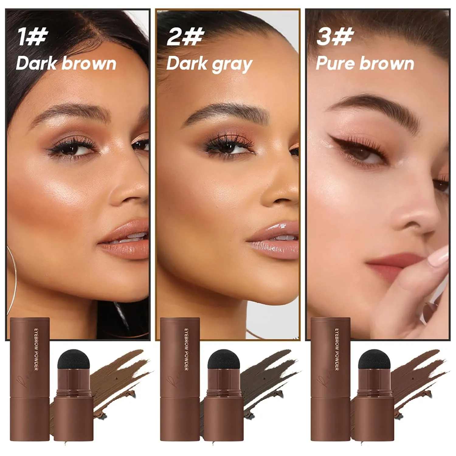 Brow Charm Stencil Kit, Browcharm Waterproof Eyebrow Stamp Stencil Kit, Eyebrow Stencil Kit for Women, Long-Lasting & Smudge-Proof (3#Pure brown)