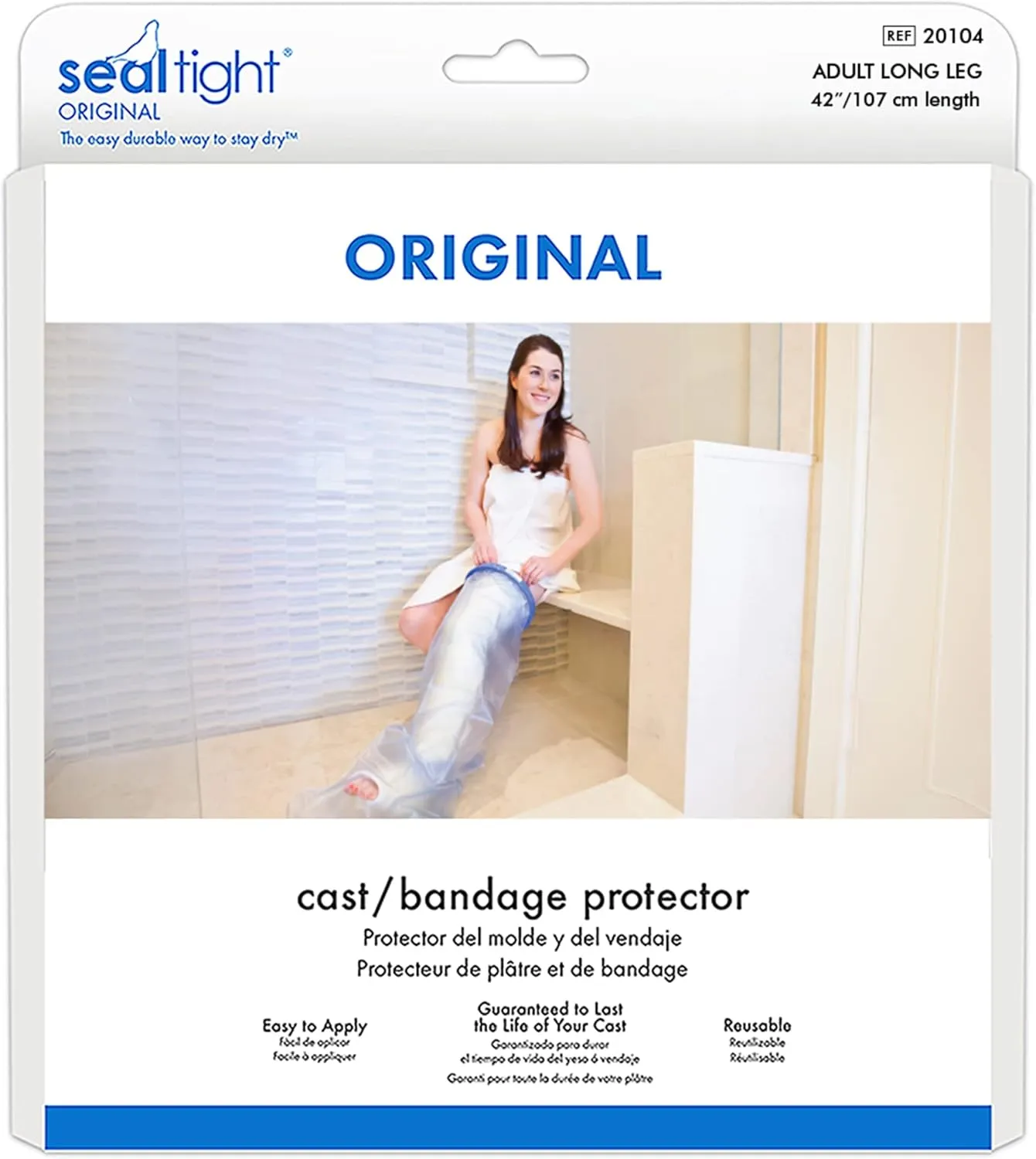 Brownmed - Seal-Tight Original Cast & Bandage Protector - Waterproof Adult Leg Cast Cover for Shower & Swimming - Foot Cover & Shower Bag for Leg Cast - Adult Long Leg