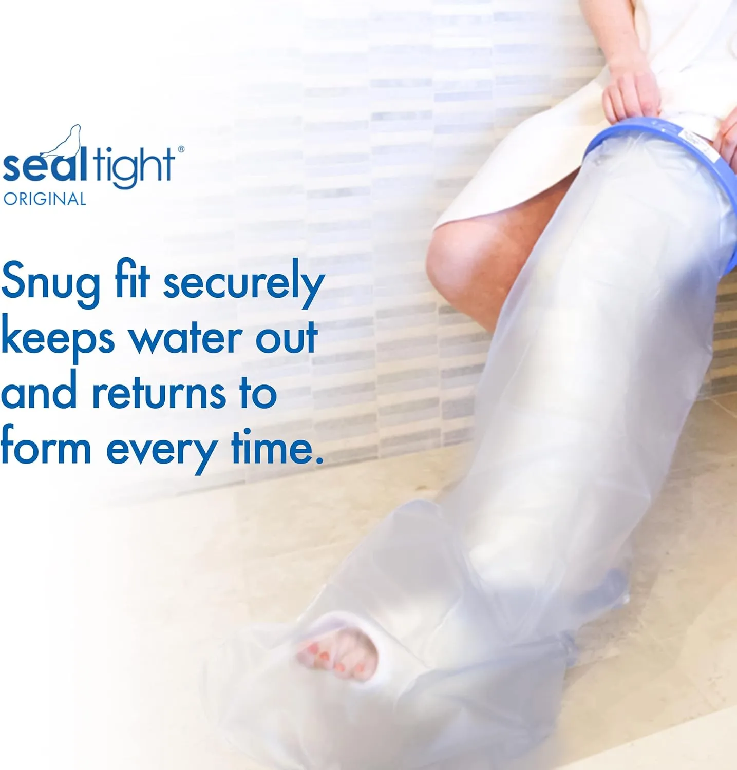 Brownmed - Seal-Tight Original Cast & Bandage Protector - Waterproof Adult Leg Cast Cover for Shower & Swimming - Foot Cover & Shower Bag for Leg Cast - Adult Long Leg