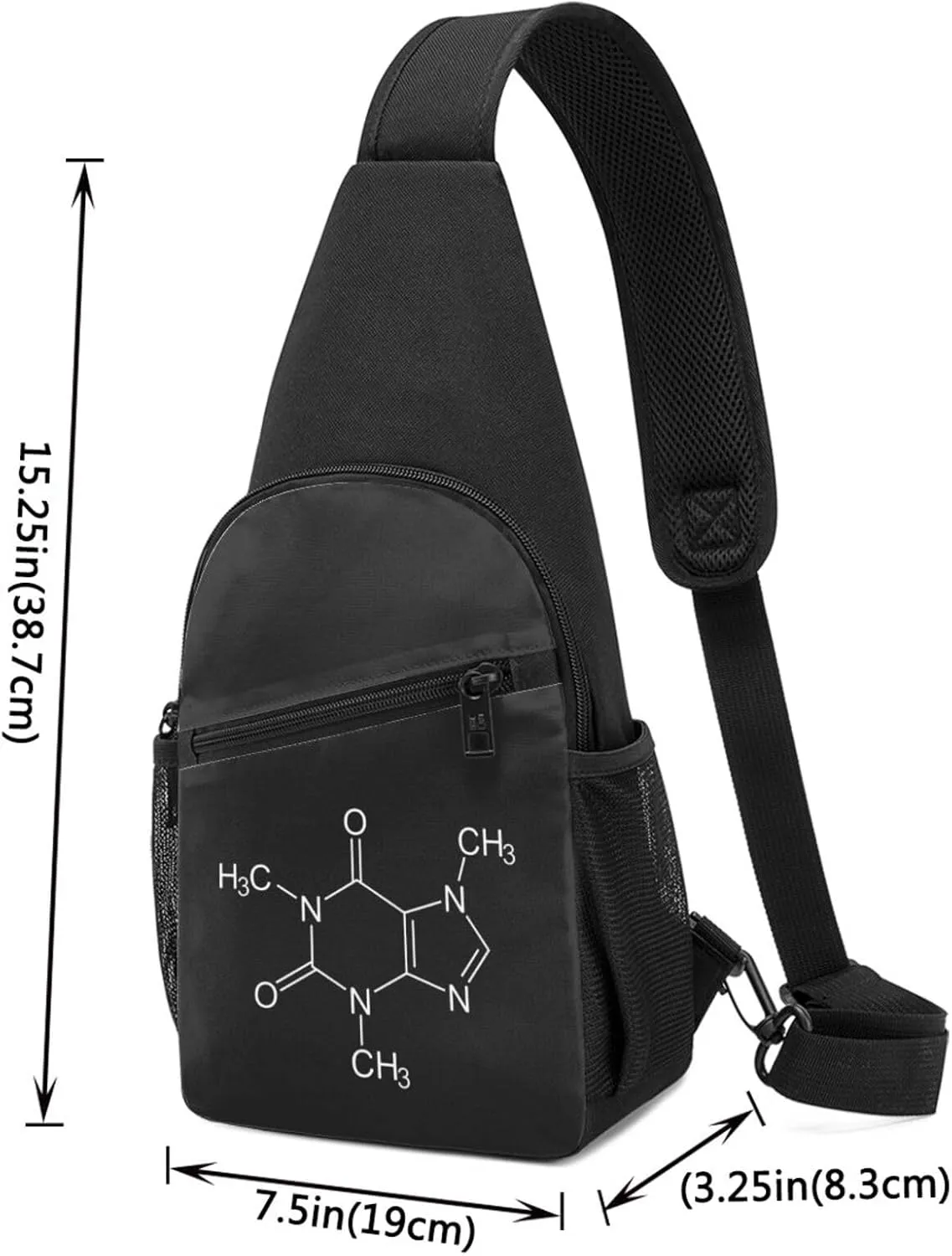 Caffeine Molecule Shoulder Bag Adjustable Leisure Travel Crossbody Shoulder Bag Unisex