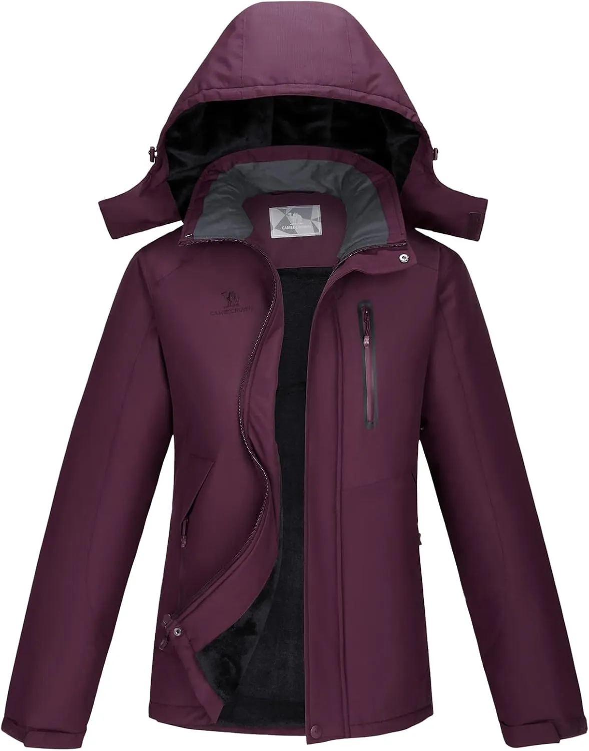 CAMEL Women's Warm Winter Ski Jackets Waterproof Snow Coat with Hood Mountain Windproof Rain Jacket