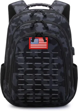 Camo Backpack for boys, Teen Boys Backpacks for School,Camo Bookbag for kid,Small Tactica Backpack for outdoor,with USB Charging Port,40L
