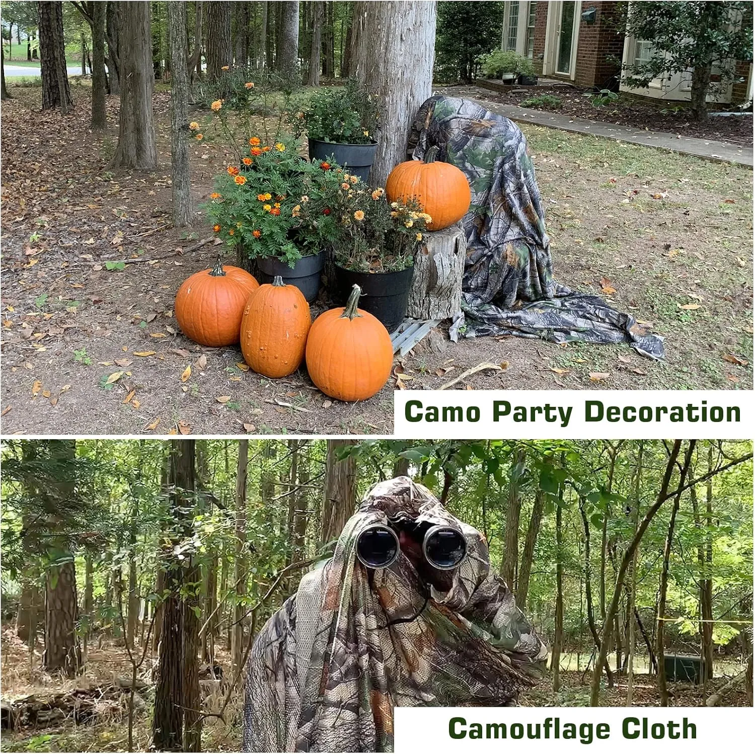 Camo Netting Camouflage Netting, Quiet Camo Mesh Netting Clear View Camo Hunting Blind for Concealment, Tree Stand, Hunting, Sunshade, Decoration, Shooting, Car Cover