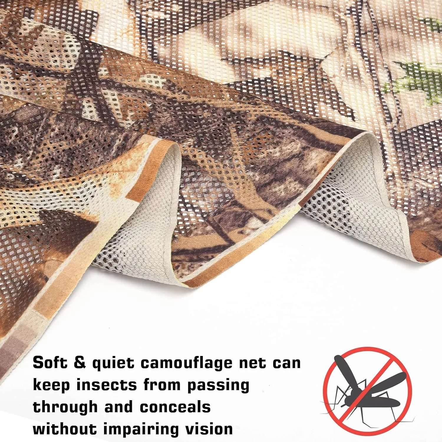 Camo Netting Camouflage Netting, Quiet Camo Mesh Netting Clear View Camo Hunting Blind for Concealment, Tree Stand, Hunting, Sunshade, Decoration, Shooting, Car Cover