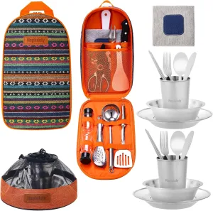 Camping accessories-31pieces Camping cookware Set Camping Utensils Camping Camping Mess Kits Camping Plates Cups and Bowls Set
