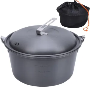 Camping Cookware, 5L Large Capacity Portable Picnic Pot Cooking Pot with Steaming Tray, Lid and Storage Bag for Camping, Backpacking, Outdoor Cooking and Picnic