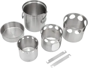 Camping Cookware Set, Stable Stainless Steel Outdoor Cook Kit Portable Prevent Slipping High Strength for Backpacking for Riding