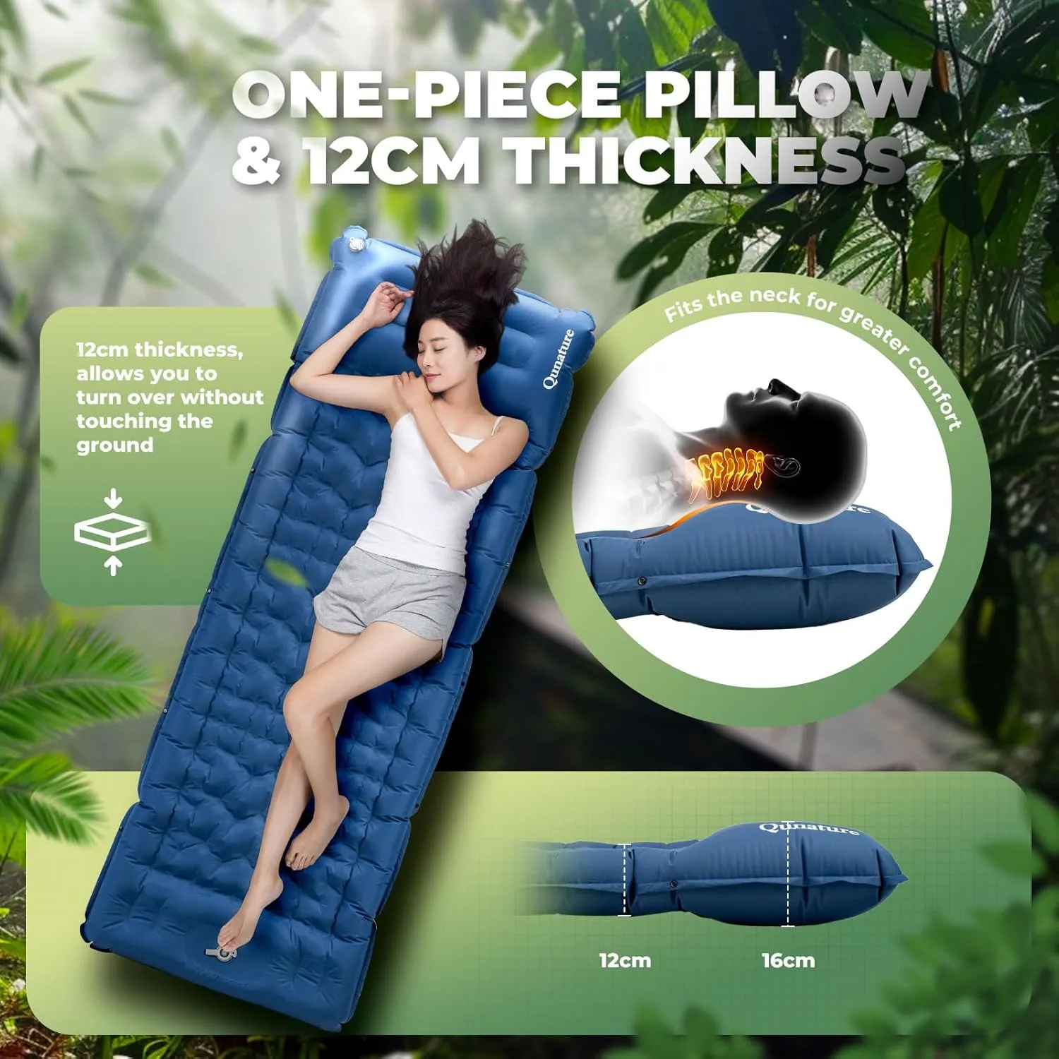 Camping Mattress Sleeping Pad for Outdoor Camping Ultra-Light Inflatable Camping Bed with Built-in Pillow - Air Pad, Carry Bag - Compact & Lightweight Camping Gear Essentials