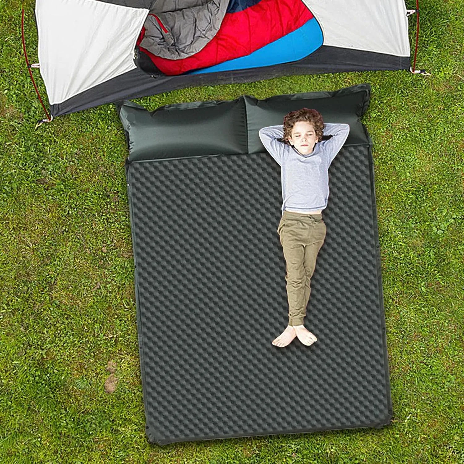 Camping Mattress Sleeping Pad, Thickness 1.97 Inch Inflatable Sleeping Mat Lightweight Waterproof Camping Bed Mat with Built-in Pump Air Mattress for Backpacking, Hiking, Tent, Traveling